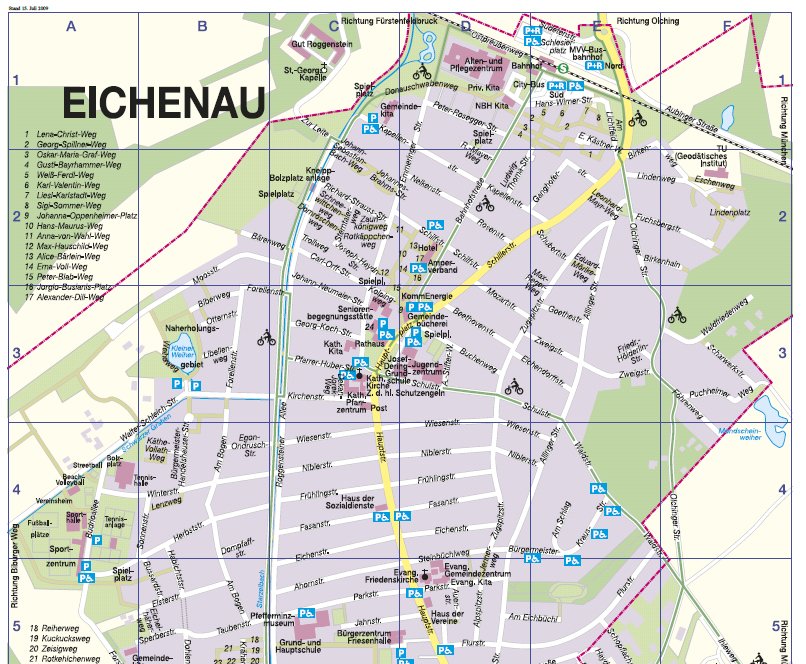 Ortsplan (Faltplan) der Gemeinde Eichenau